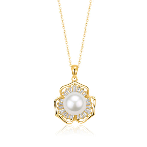 10-11mm Edison Pearl Floral Pendant Necklace - House Of Pearls